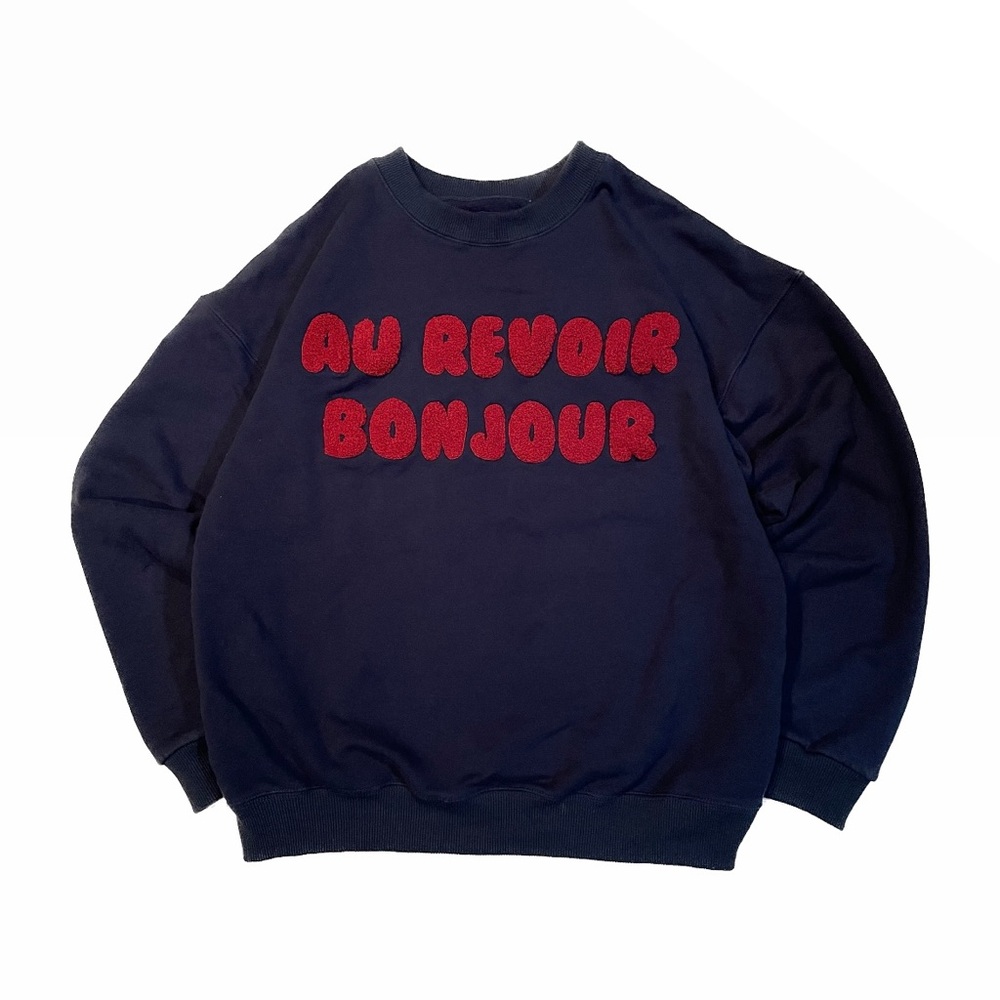 MAISON ME Au Revoir Bonjour Navy Sweatshirt